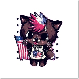 Cute Dog 4th Of July Freedom Fighter Posters and Art